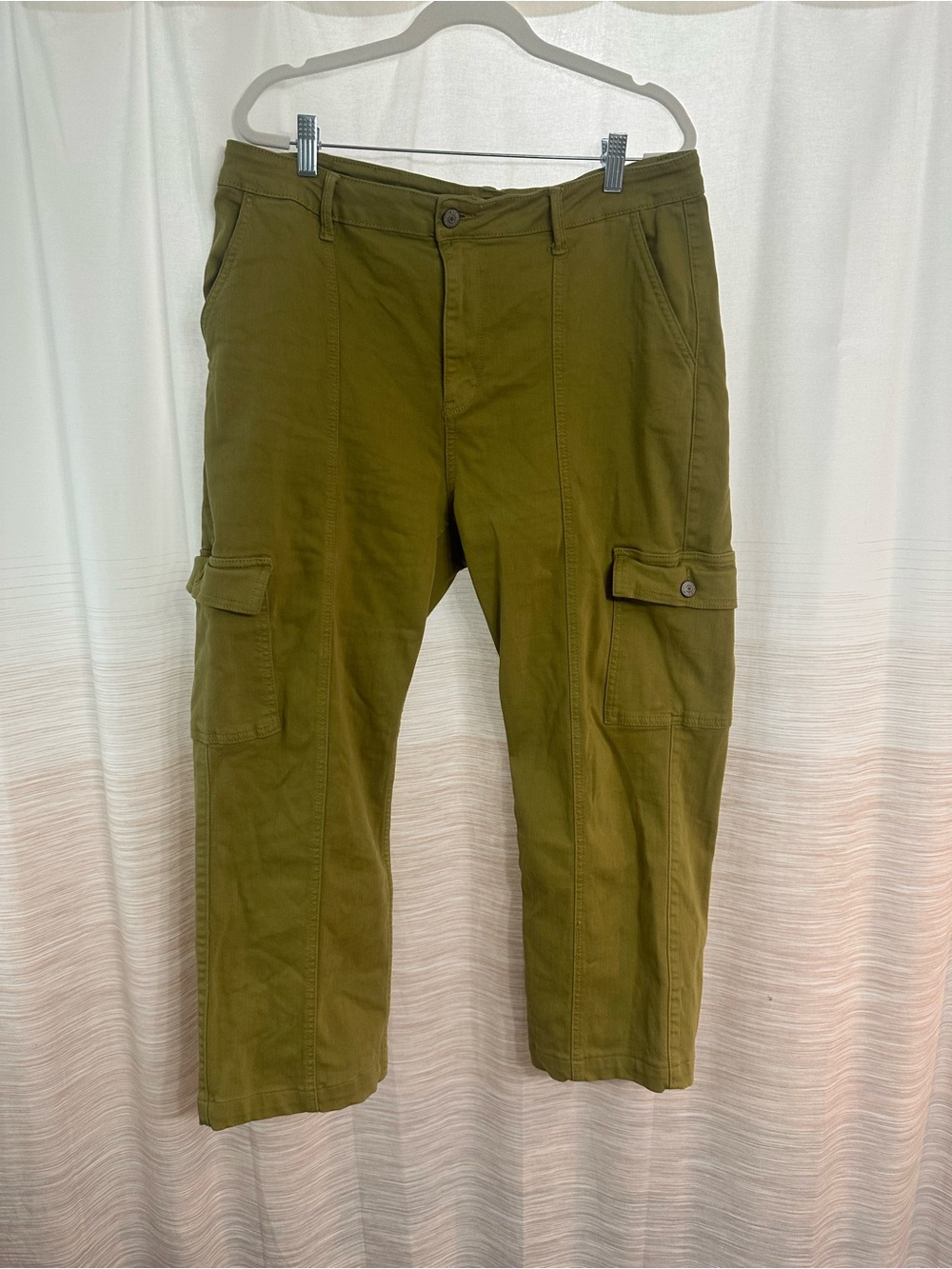 Judy Blue Matcha High Rise Cargo Straight Leg Jeans Size 32